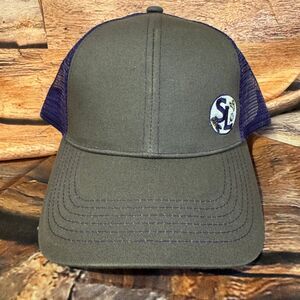 Skyland Grain Trucker Hat Men's Adjustable Charcoal Gray Purple SL Logo